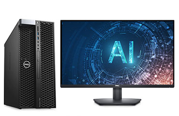 AI人工智能開發電腦  戴爾T7820工作站（2顆*至強金牌 6226R, 2.9GHz, 16核丨192GB DDR4 內存丨1TB 固態+4TB 機械硬盤丨AMD Pro W5500, 8GB顯卡丨27英寸顯示器）