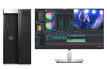 視頻剪輯師電腦 戴爾T7920工作站（英特爾至強金牌 5220R, 2.2GHz, 24核丨128GB, DDR4 內存丨512GB 固態+12TB, 機械硬盤丨AMD W5500, 8GB顯卡丨27英寸 4K顯示器）
