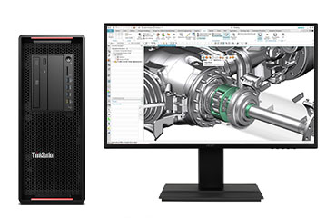 CAD/SW/UG/CATIA機械制圖電腦 聯想P720工作站（2顆*至強金牌 5220R, 24核丨256GB DDR4 內存丨1TB 固態+4TB 機械硬盤丨A4000 16GB顯卡丨27寸顯示器）