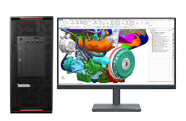 CAD/SW/UG/CATIA機(jī)械設(shè)計建模電腦  聯(lián)想P920塔式工作站（2顆*至強(qiáng)銀牌 4216, 16核丨256GB 內(nèi)存丨2TB固態(tài)+4TB機(jī)械硬盤丨RTX A4000 16GB顯卡丨27寸顯示器）