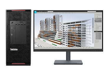 建筑渲染設計電腦 聯想P920工作站（英特爾至強金牌 5215, 2.5GHz, 10核丨64GB DDR4 內存丨512GB 固態+2TB 機械硬盤丨NVIDIA T1000 8GB顯卡丨27寸顯示器）